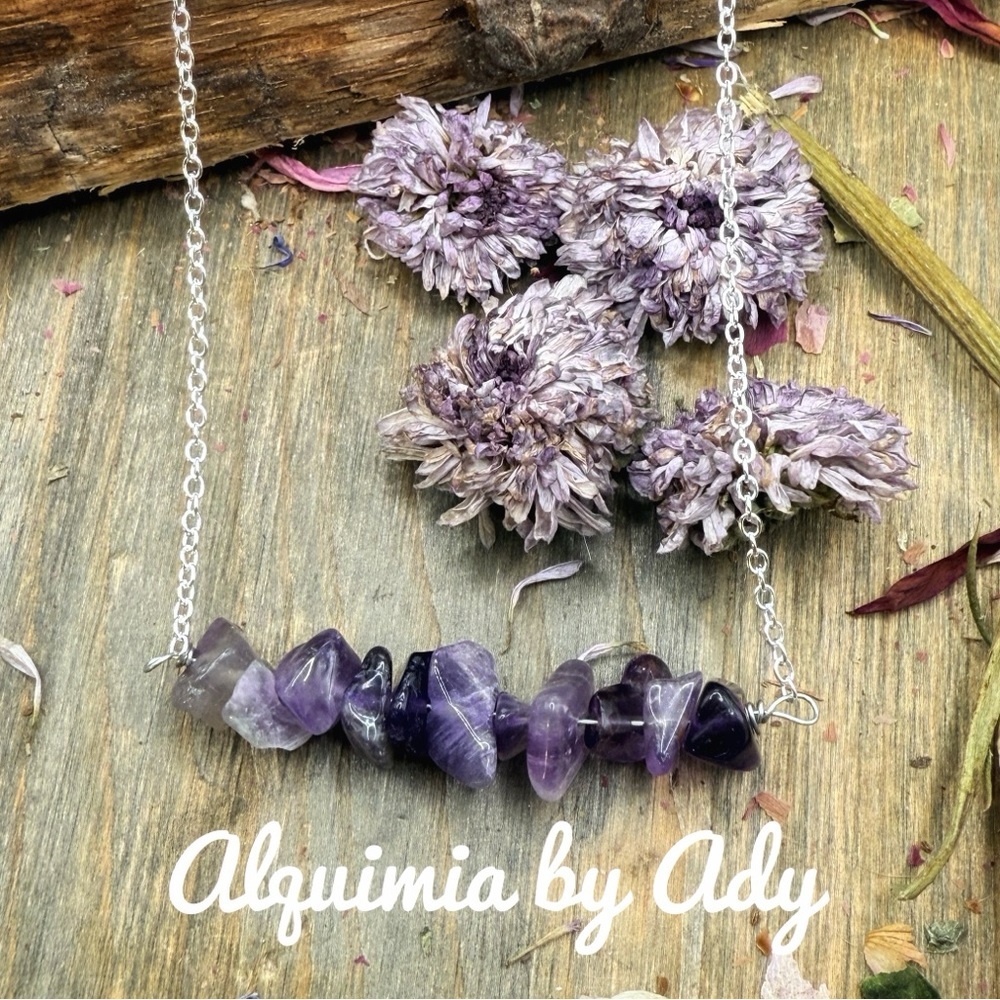 🌌 Starlit Amethyst Bar Necklace Sterling Silver • Lunar Energy • Dainty 16”